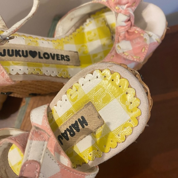 Harajuku Lovers Picnic Gingham Platforms RARE size 7 - Picture 5 of 5